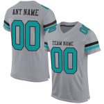Customizable Gray Teal-Black Authentic Football Jersey with Personalized Name and Number - Team Spirit Gear Personalized
