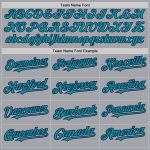 Custom Name and Number Personalized Baseball Jersey Gray Teal-Navy Authentic Raglan Sleeves Personalized Gray Teal-Navy Authentic