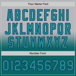Personalized Varsity Letterman Jacket Gray Teal Navy Fade Full Snap Fashion Personalized Gray Teal-Navy Bomber Full-Snap