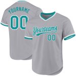 Custom Name and Number Personalized Baseball Jersey - Gray Teal-White Authentic Throwback Team Style Personalized Gray Teal-White