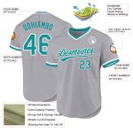 Custom Name and Number Personalized Baseball Jersey - Gray Teal-White Authentic Throwback Team Style Personalized Gray Teal-White