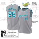 Personalized Authentic Throwback Basketball Jersey - Gray Teal-White Color Personalized Gray Teal-White Authentic Throwback