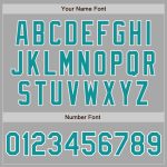 Personalized Bomber Varsity Letterman Jacket Gray Teal White Full-Snap Personalized Gray Teal-White Bomber Full-Snap Varsity