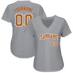 Custom Name and Number Gray Texas Baseball Jersey - Authentic Orange-White Team Apparel Personalized Gray Texas Orange-White
