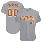 Custom Name and Number Gray Texas Baseball Jersey - Authentic Orange-White Team Apparel Personalized Gray Texas Orange-White