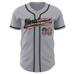 Personalized Vintage USA Flag Baseball Jersey - Custom Name & Number, Gray Authentic Team Apparel Personalized Gray Vintage