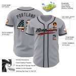 Personalized Vintage USA Flag Baseball Jersey - Custom Name & Number, Gray Authentic Team Apparel Personalized Gray Vintage