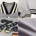 Custom USA Flag Vintage Black-Cream Bomber Jacket with Personalized Name and Number, Full-Snap Varsity Letterman Style Personalized