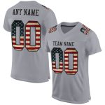 Personalized USA Flag Football Jersey - Custom Name & Number - Gray Vintage Black Mesh Authentic Team Apparel Personalized