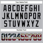 Custom Name and Number Vintage USA Flag Black Performance T-Shirt - Personalized Gray Team Apparel Personalized Gray Vintage