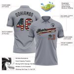 Personalized Vintage USA Flag Golf Polo Shirt with Custom Name and Number - Black Performance Vapor Team Apparel Personalized