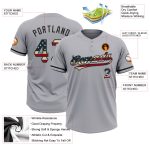 Custom Name and Number Vintage USA Flag Softball Jersey Unisex Two-Button Gray Personalized Gray Vintage USA Flag-Black Two-Button