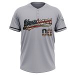Custom Name and Number Vintage USA Flag Softball Jersey Unisex Two-Button Gray Personalized Gray Vintage USA Flag-Black Two-Button