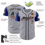 Personalized Vintage USA Flag Baseball Jersey Custom Name Number Royal-Black Two Tone Personalized Gray Vintage USA Flag