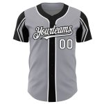 Custom Name and Number Authentic Baseball Jersey in Gray, White, and Black - Personalized Arm Shapes Team Jersey Personalized