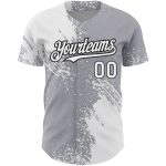 Custom Name Number 3D Pattern Gray Black White Brush Stroke Baseball Jersey - Personalized Authentic Team Jersey Personalized