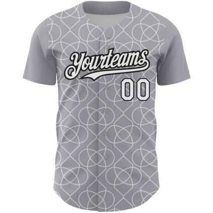 Custom Name and Number 3D Pattern Gray White-Black Arabesque Baseball Jersey - Personalized Authentic Team Gear Personalized