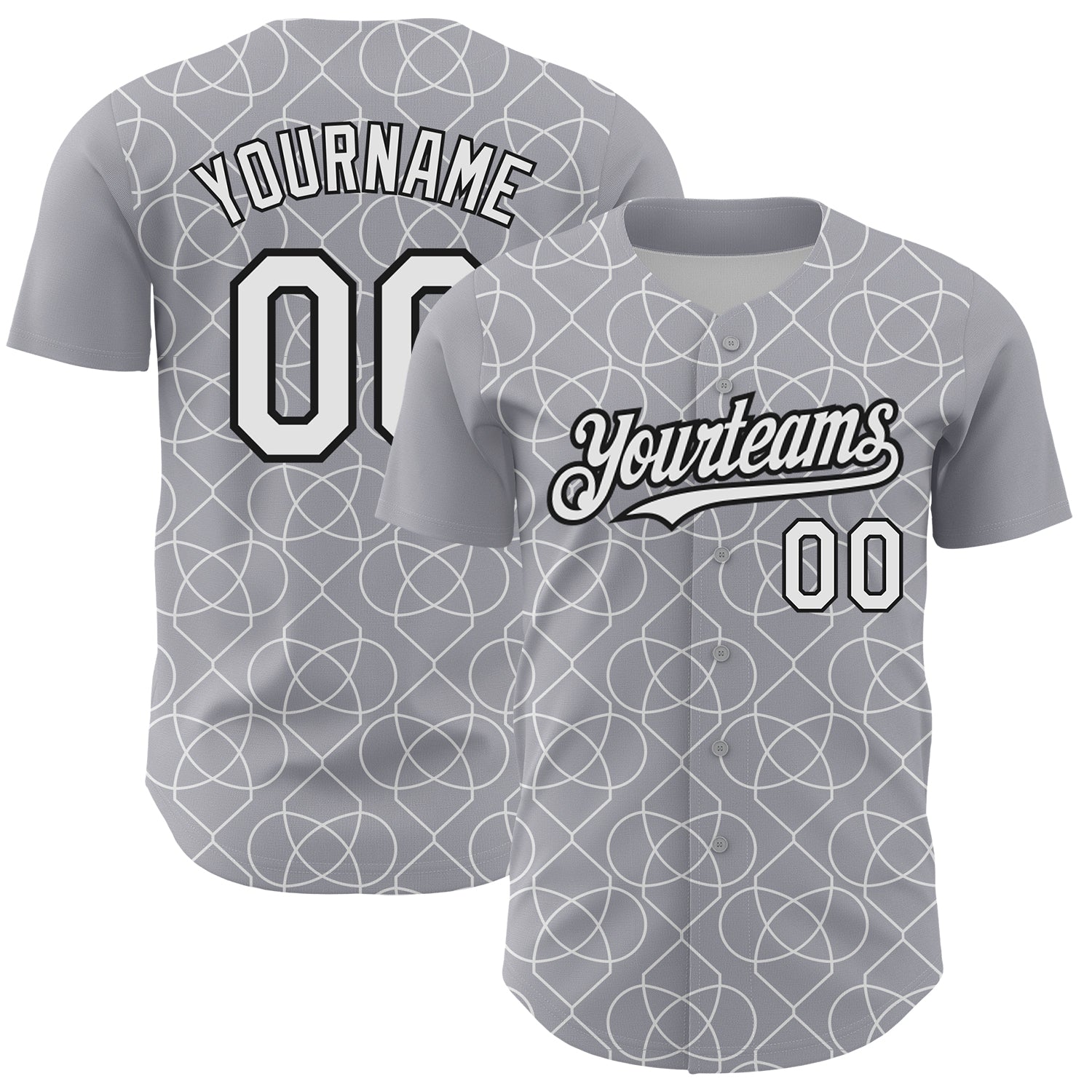 Custom Name and Number 3D Pattern Gray White-Black Arabesque Baseball Jersey - Personalized Authentic Team Gear Personalized