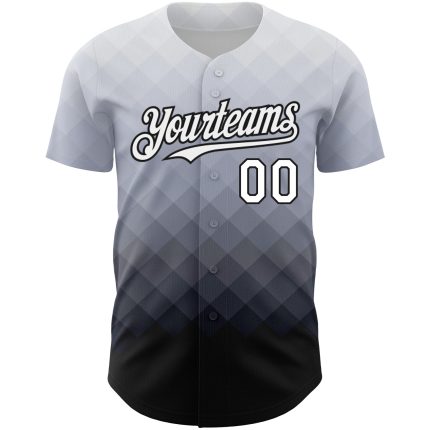 Custom Baseball Jersey with Personalized Name and Number, 3D Gray White-Black Pattern, Authentic Team Design Personalized