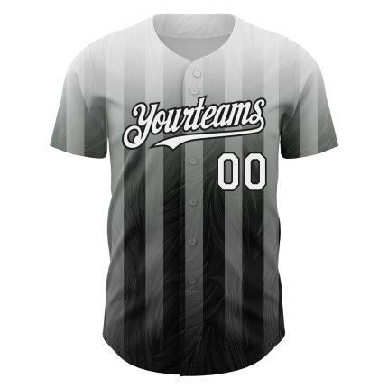 Custom Baseball Jersey with 3D Stripes Pattern - Personalized Gray White Black Design, Include Name & Number Personalized