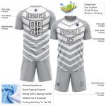 Custom Name and Number Soccer Uniform Jersey - Personalized Gray Black Arrow Shapes Sublimation Team Apparel Personalized
