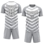 Custom Name and Number Soccer Uniform Jersey - Personalized Gray Black Arrow Shapes Sublimation Team Apparel Personalized