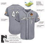 Custom Name and Number Authentic Baseball Jersey - Personalized Gray Black and White Team Apparel Personalized Gray White-Black