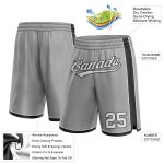 Custom Team Basketball Shorts with Name and Number - Personalized Gray White-Black Authentic Sportswear Personalized Gray