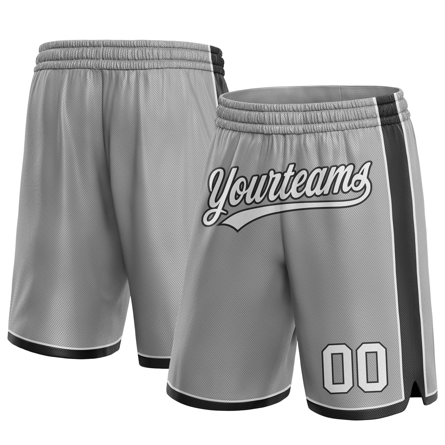 Custom Team Basketball Shorts with Name and Number - Personalized Gray White-Black Authentic Sportswear Personalized Gray