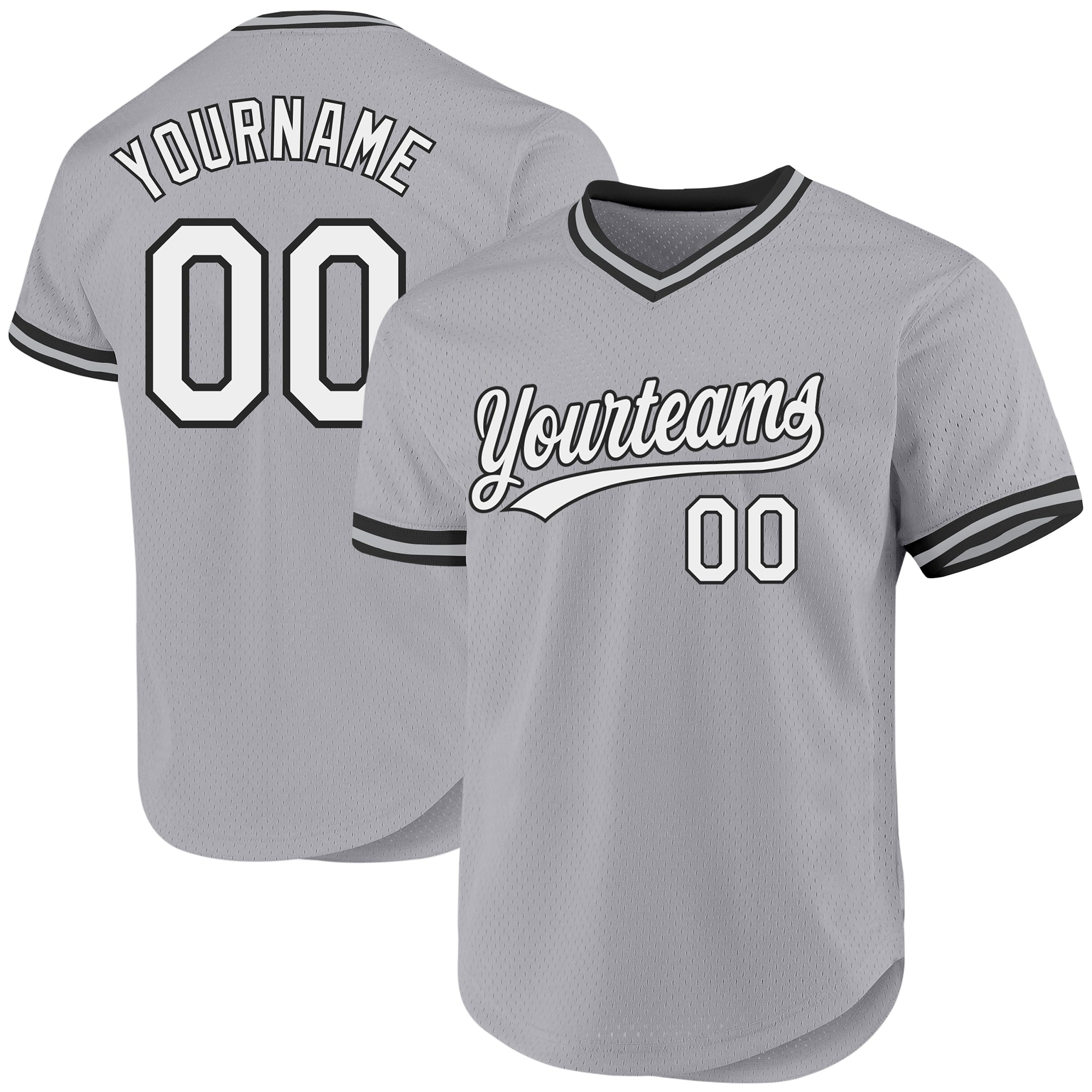 Custom Name and Number Throwback Baseball Jersey - Personalized Gray Black White Team Jersey Personalized Gray White-Black