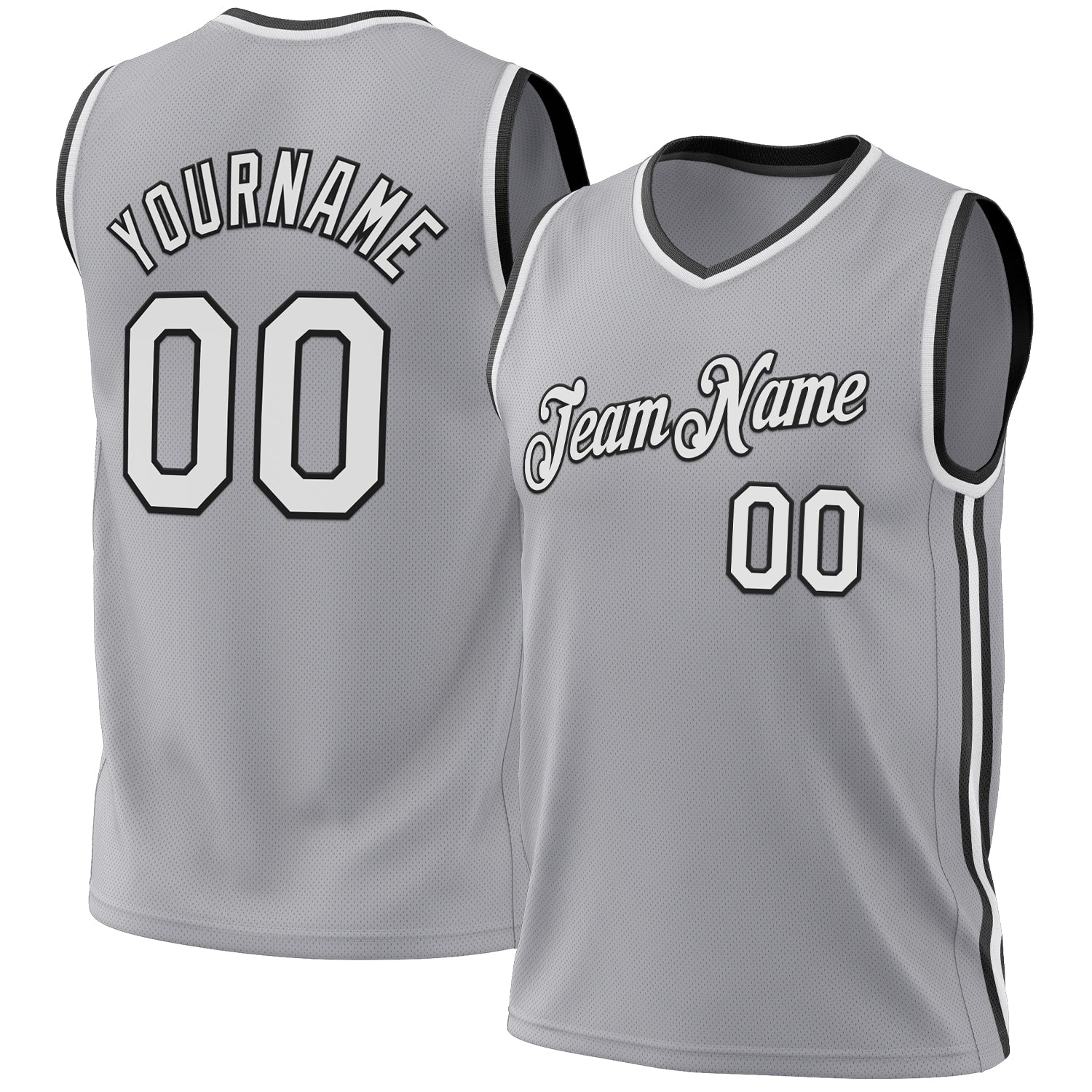 Personalized Authentic Basketball Jersey - Gray White Black Throwback Style Personalized Gray White-Black Authentic Throwback