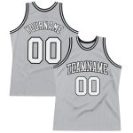 Custom Authentic Basketball Jersey with Personalized Name and Number - Gray White Black Throwback Design Personalized Gray