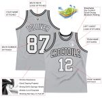 Custom Authentic Basketball Jersey with Personalized Name and Number - Gray White Black Throwback Design Personalized Gray