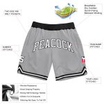Personalized Authentic Gray White Black Basketball Shorts - Throwback Design Personalized Gray White-Black Authentic Throwback