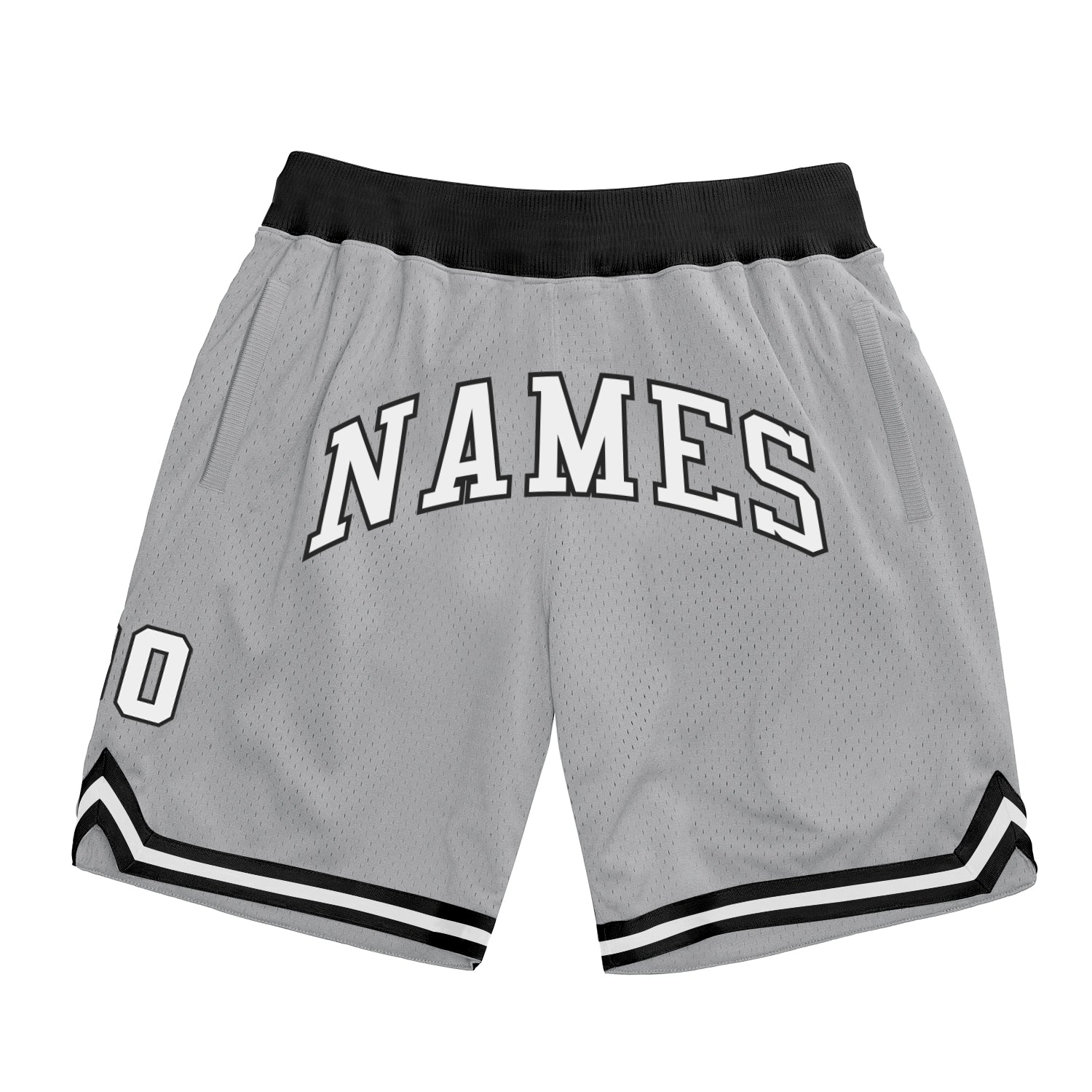 Personalized Authentic Gray White Black Basketball Shorts - Throwback Design Personalized Gray White-Black Authentic Throwback