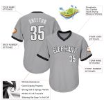 Custom Team Name and Number Authentic Throwback Rib-Knit Baseball Jersey Shirt Gray White Black Personalized Personalized