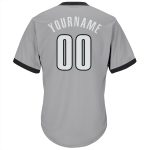 Custom Team Name and Number Authentic Throwback Rib-Knit Baseball Jersey Shirt Gray White Black Personalized Personalized
