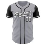 Custom Name and Number Authentic Two Tone Baseball Jersey - Personalized Gray Black Team Jersey Personalized Gray White-Black
