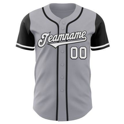 Custom Name and Number Authentic Two Tone Baseball Jersey - Personalized Gray Black Team Jersey Personalized Gray White-Black