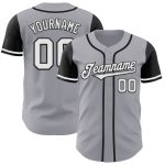 Custom Name and Number Authentic Two Tone Baseball Jersey - Personalized Gray Black Team Jersey Personalized Gray White-Black