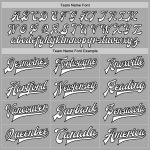 Custom Varsity Letterman Jacket with Team Name and Number - Personalized Gray White Black Bomber Full-Snap Design Personalized