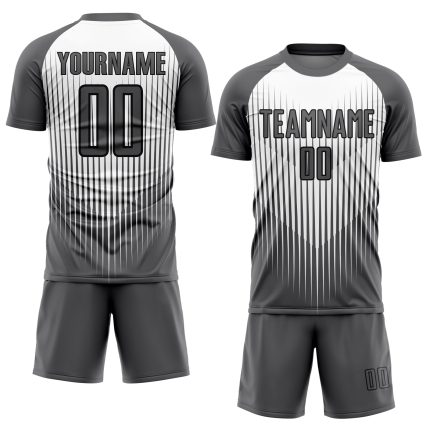 Personalized Soccer Jersey - Gray White Black Lines Sublimation Uniform Personalized Gray White-Black Lines Sublimation Soccer