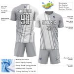 Custom Sublimation Soccer Uniform Jersey with Personalized Name & Number - Gray White-Black Lines Personalized Gray White-Black