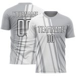 Custom Sublimation Soccer Uniform Jersey with Personalized Name & Number - Gray White-Black Lines Personalized Gray White-Black