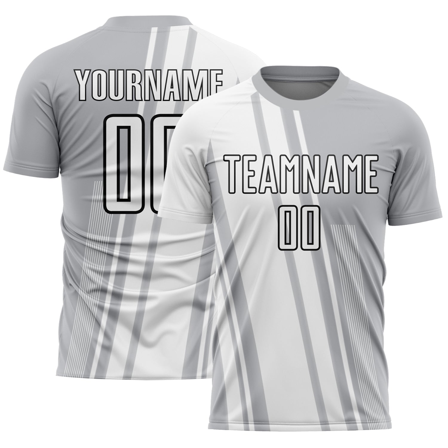 Custom Sublimation Soccer Uniform Jersey with Personalized Name & Number - Gray White-Black Lines Personalized Gray White-Black