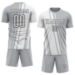 Custom Sublimation Soccer Uniform Jersey with Personalized Name & Number - Gray White-Black Lines Personalized Gray White-Black