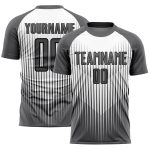 Personalized Soccer Jersey - Gray White Black Lines Sublimation Uniform Personalized Gray White-Black Lines Sublimation Soccer