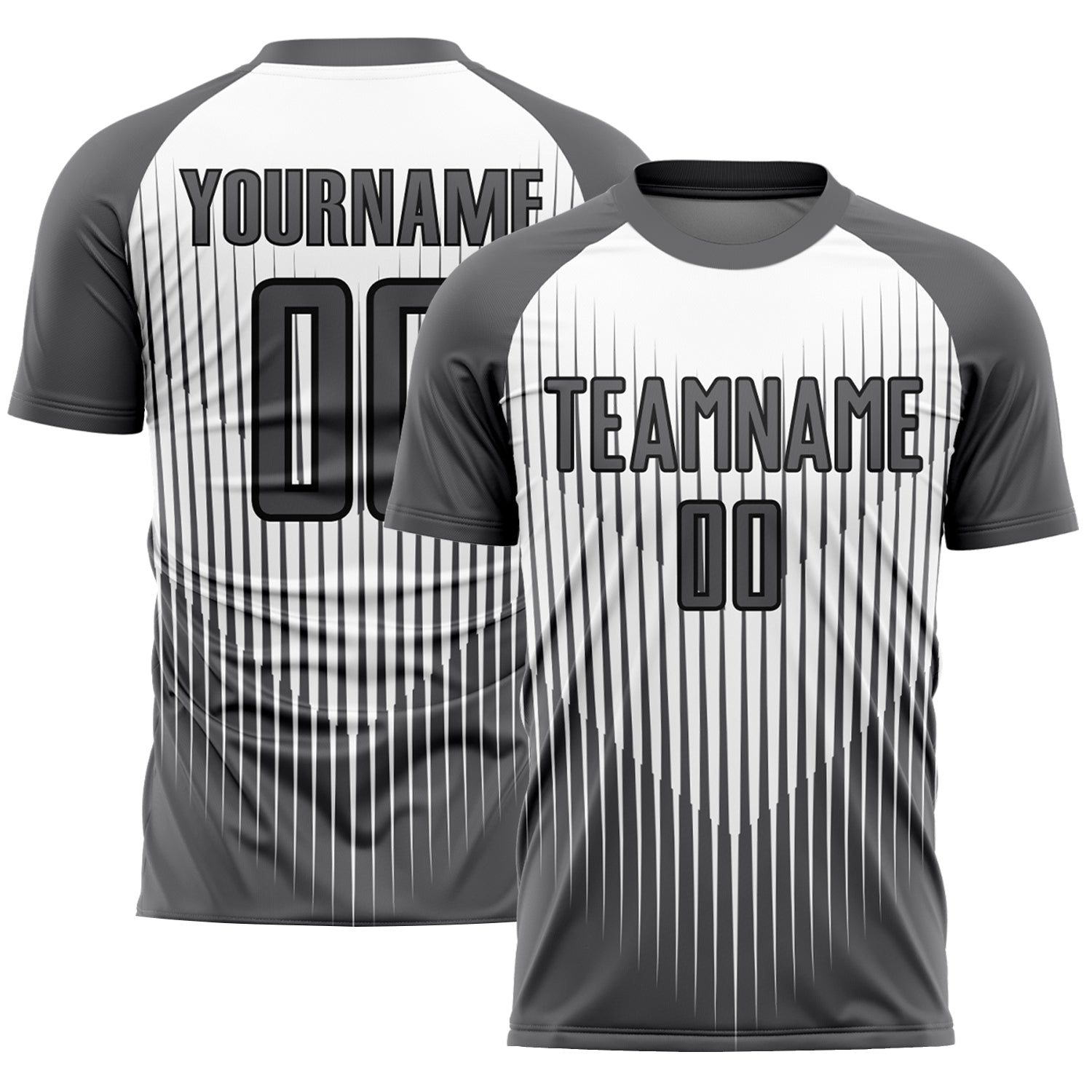 Personalized Soccer Jersey - Gray White Black Lines Sublimation Uniform Personalized Gray White-Black Lines Sublimation Soccer