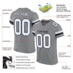 Personalized Authentic Football Jersey - Gray Black White Mesh Design Personalized Gray White-Black Mesh Authentic Football