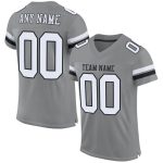 Personalized Authentic Football Jersey - Gray Black White Mesh Design Personalized Gray White-Black Mesh Authentic Football